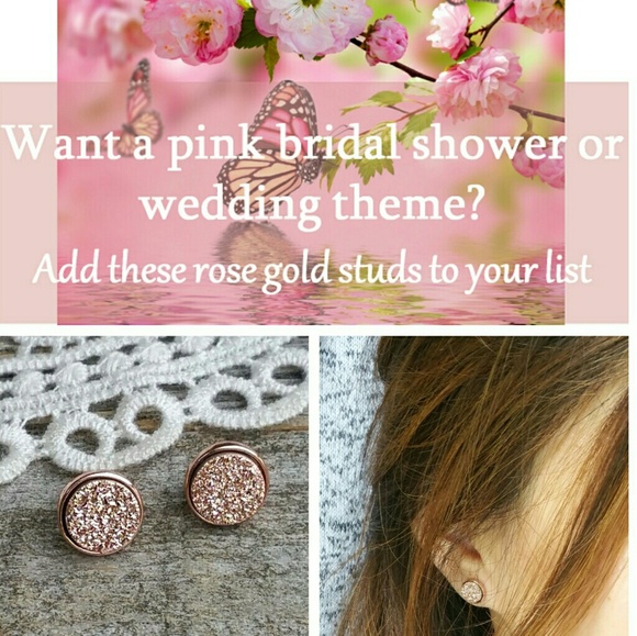 Rose Gold Druzy Earrings - Picture 2 of 6